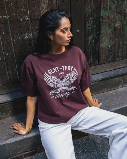 SILENT THEORY IN TIME RELAXED TEE - CHERRY
