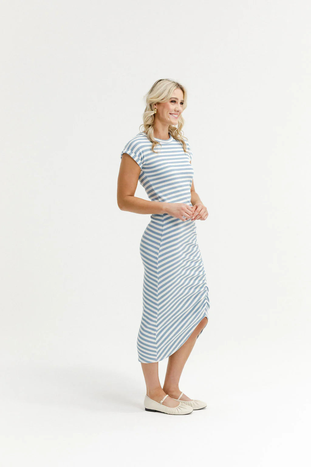 HOME-LEE NIKITA TEE DRESS - SKY STRIPES