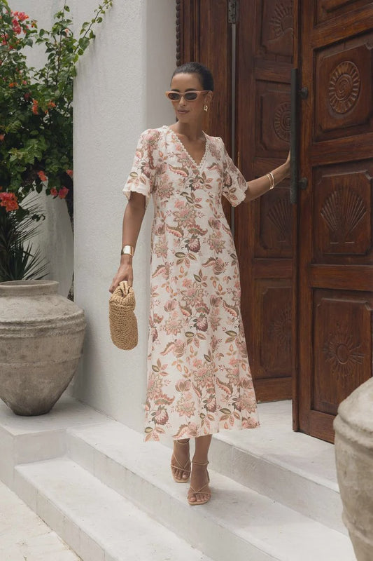HUMIDITY LIFESTYLE BOH/ROSE MIDI DRESS - BOHEM PRINT