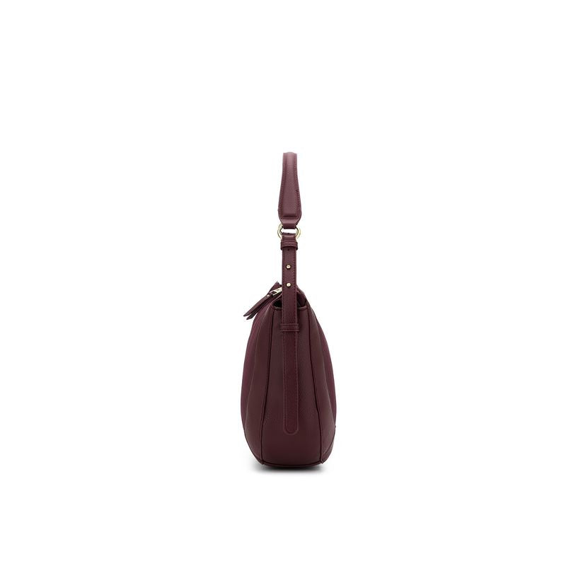 BLACK CAVIAR FLEUR HANDBAG - BURGUNDY