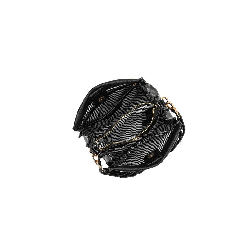 BLACK CAVIAR LUA PLAIT HANDBAG - BLACK
