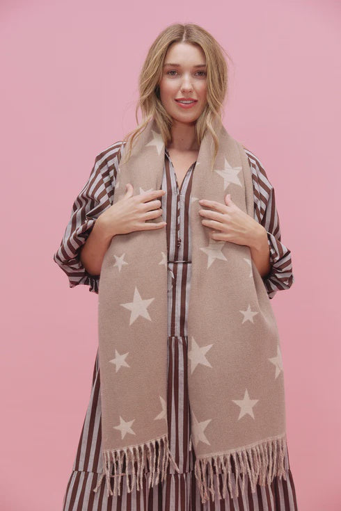 HAVEN BOSTON STAR SCARF - LATTE