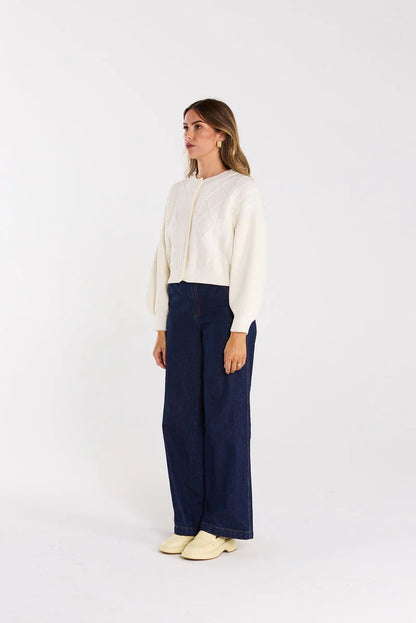 THING THING FLOURISH CARDIGAN - MILKY BAR