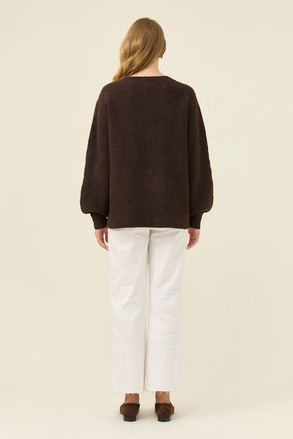 ISLE OF MINE - MIRU STITCH FLOWER JUMPER - CHOCOLATE