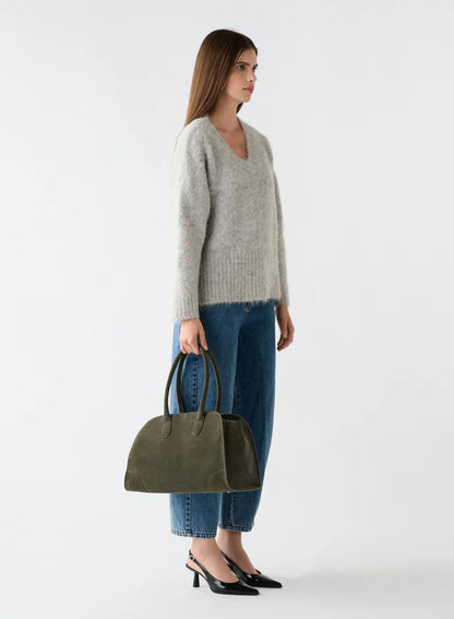 ESMAEE WHISPER V NECK SWEATER - SILVER