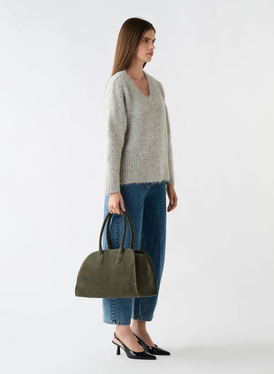 ESMAEE WHISPER V NECK SWEATER - SILVER