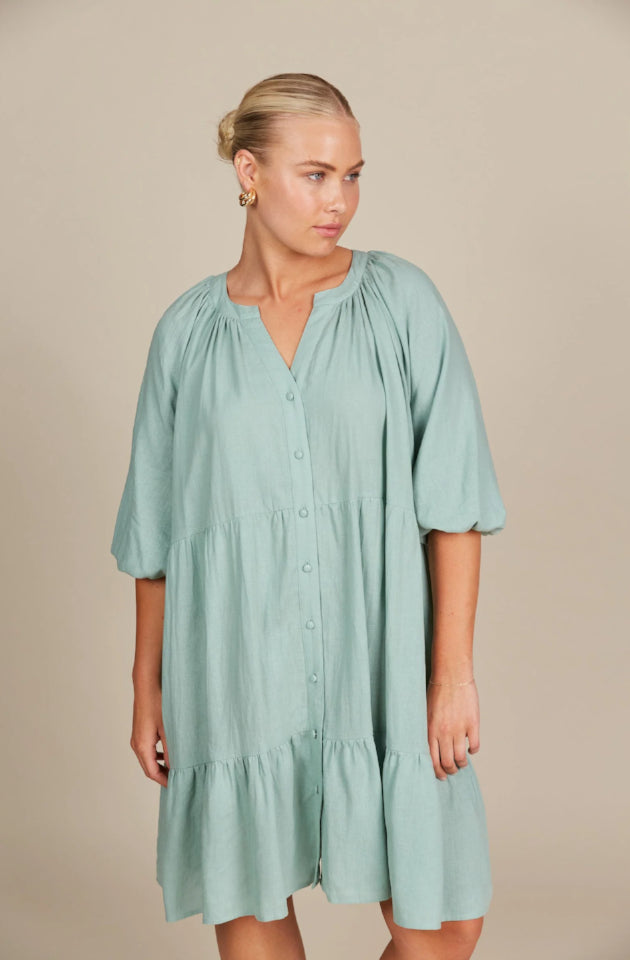 ISLE OF MINE AMELIE BUTTON DRESS - SEAFOAM - 4528003