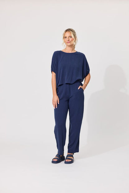 LEMON TREE DESIGN - COSTA LINEN TOP - FRENCH NAVY