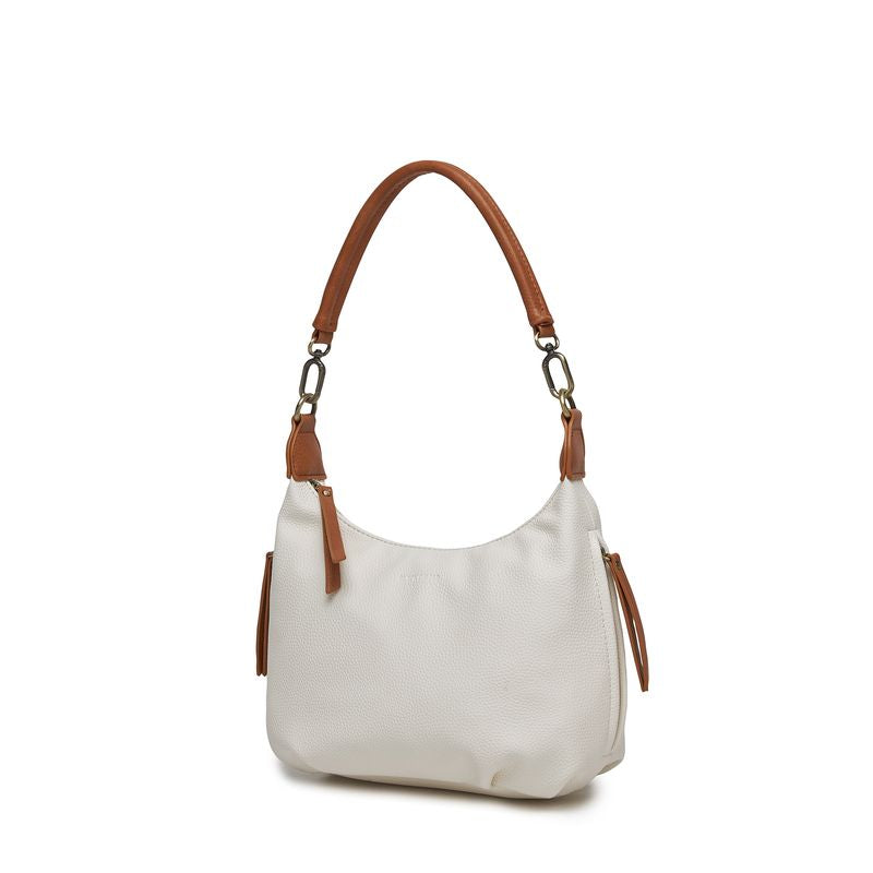 BLACK CAVIAR BAGS - CAREY SHOULDER BAG - WHITE & TAN