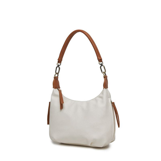 BLACK CAVIAR BAGS - CAREY SHOULDER BAG - WHITE & TAN