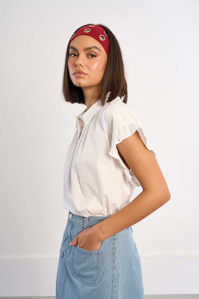 LILI SIDONIO WOVEN TOP - WHITE