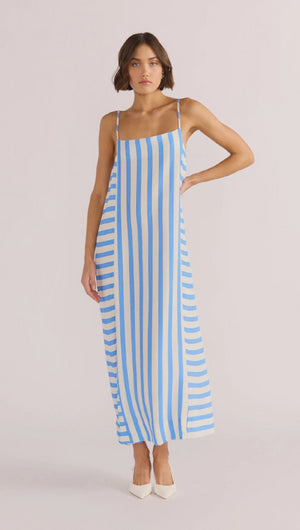 MINK PINK NIMUE MIDI DRESS - BLUE STRIPE - MG2501551