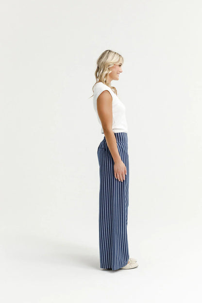 HOME-LEE SAWYER PANTS - NAVY STRIPES