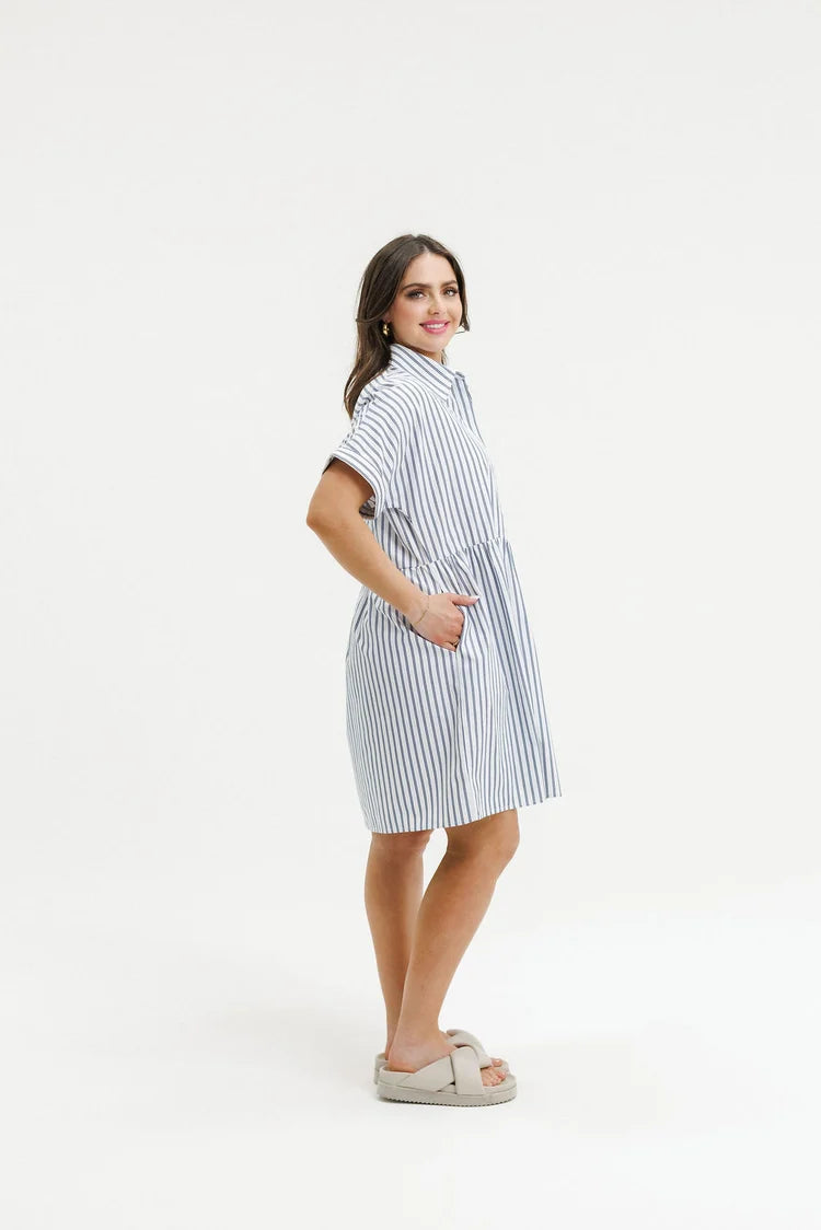 HOME-LEE LOLO DRESS - MARINE STRIPES