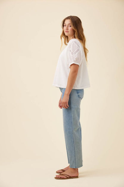 ISLE OF MINE FRANCES BUTTON TOP - WHITE