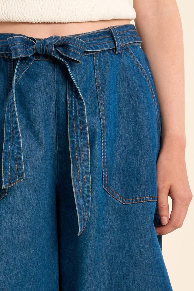 MOLLY BRACKEN WOVEN SHORTS - MID BLUE