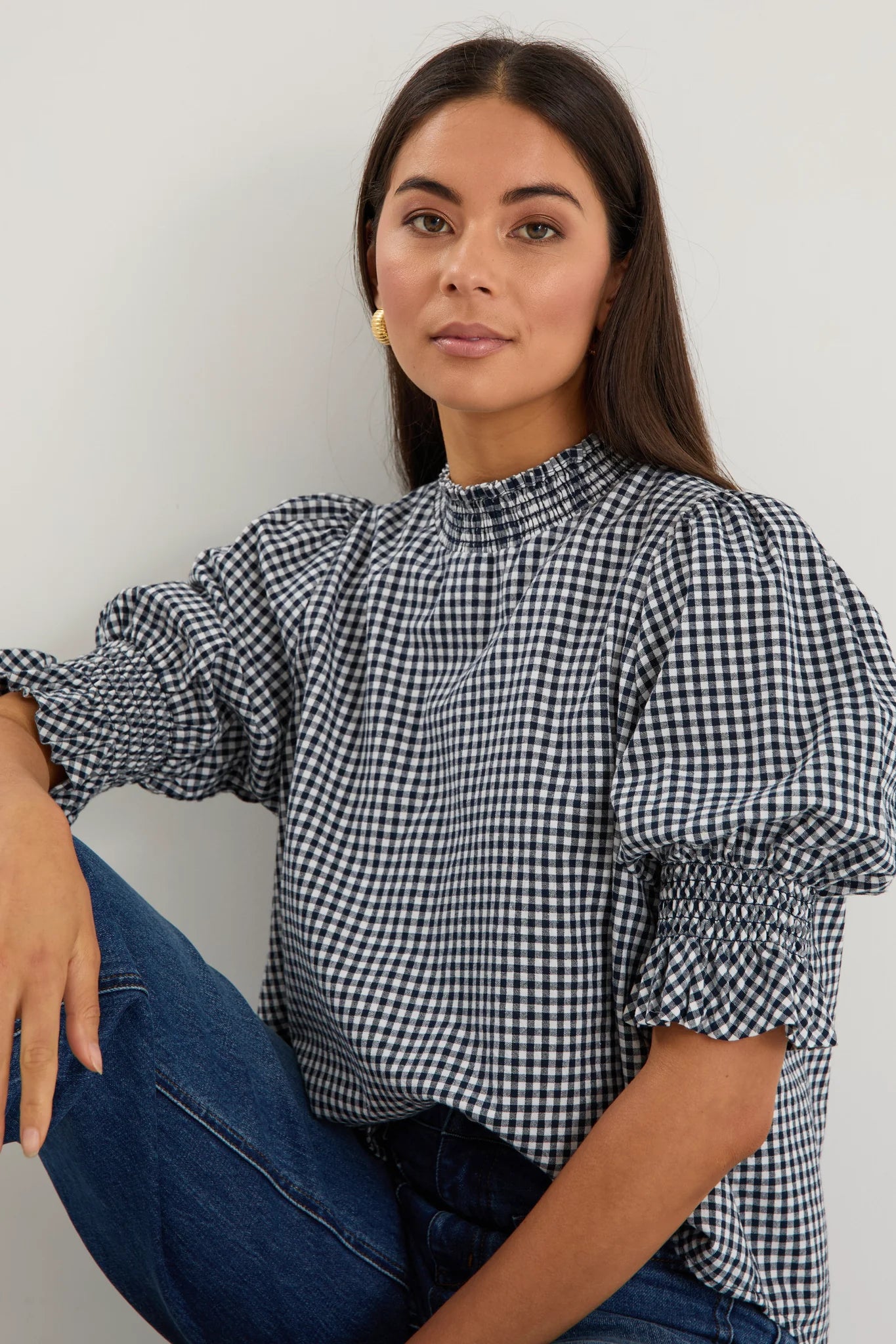 IVY & JACK AFFECTION TOP - NAVY GINGHAM