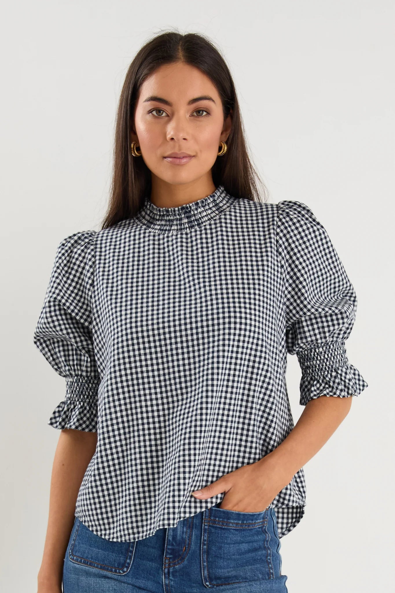 IVY & JACK AFFECTION TOP - NAVY GINGHAM