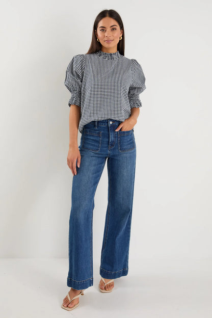 IVY & JACK AFFECTION TOP - NAVY GINGHAM