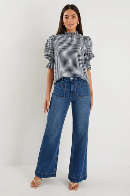 IVY & JACK AFFECTION TOP - NAVY GINGHAM