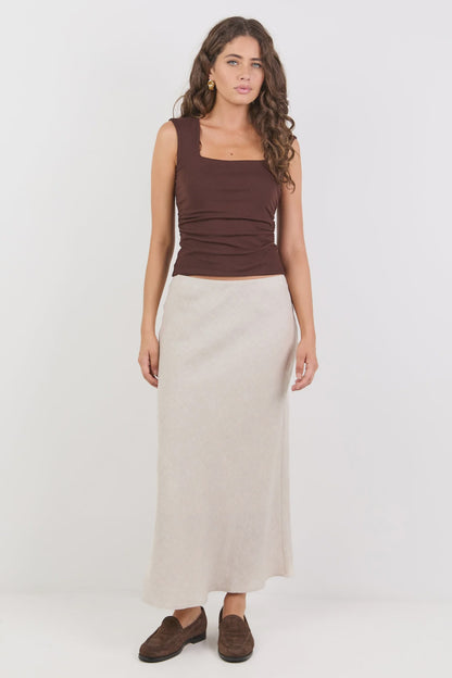 RE:UNION LABEL - BLISS MIDI SKIRT - NATURAL
