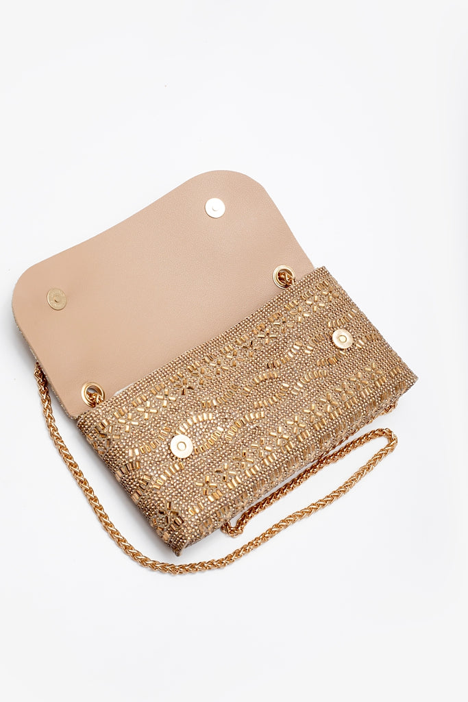 ANTLER CHAMPAGNE CLUTCH - CHAMPAGNE