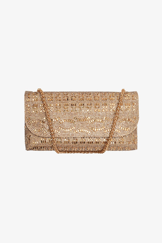 ANTLER CHAMPAGNE CLUTCH - CHAMPAGNE
