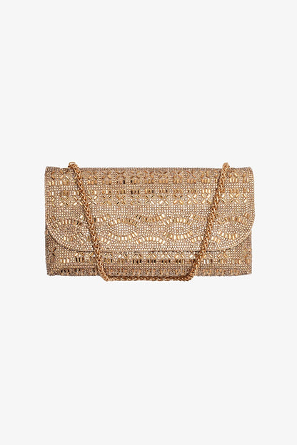 ANTLER CHAMPAGNE CLUTCH - CHAMPAGNE