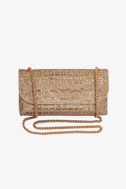 ANTLER CHAMPAGNE CLUTCH - CHAMPAGNE