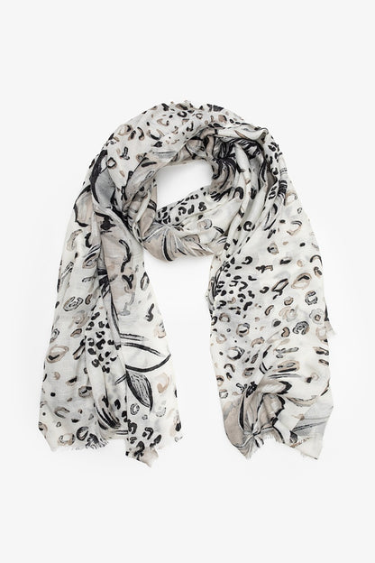 ANTLER SAFARI BLOOM SCARF - WHITE/BLACK