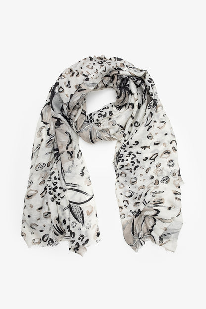 ANTLER SAFARI BLOOM SCARF - WHITE/BLACK