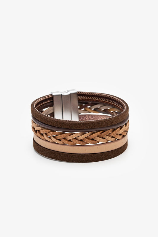 ANTLER SOL BRAID WRAP BRACELET - BROWN