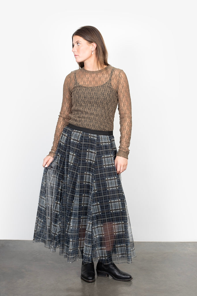 ANTLER TILLY TULLE SKIRT - CHECK PATTERN