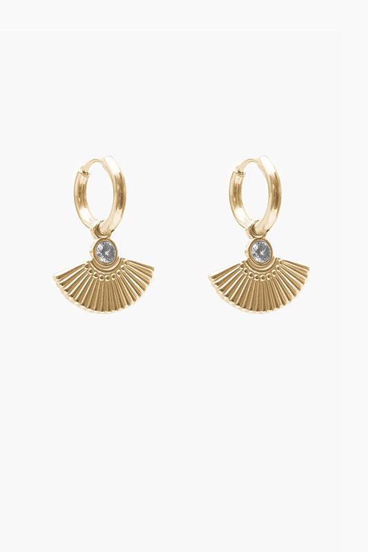 ANTLER FAN HUGGIE EARRING - GOLD