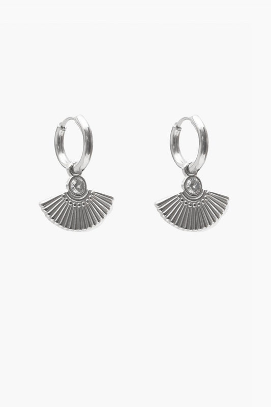 ANTLER FAN HUGGIE EARRING - SILVER