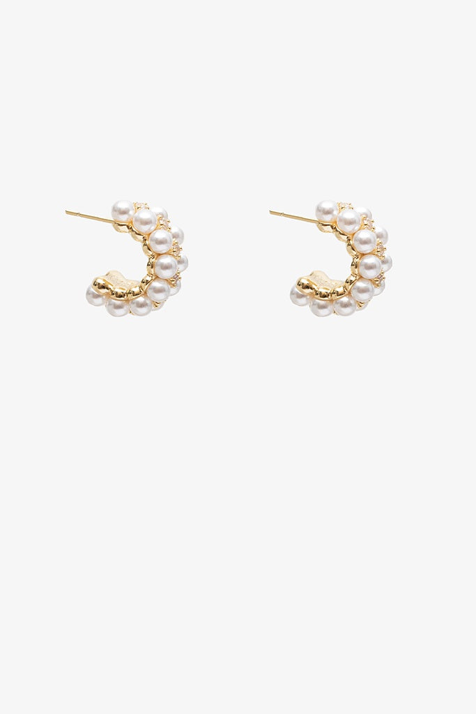 ANTLER PEARL CASCADE HOOP - GOLD