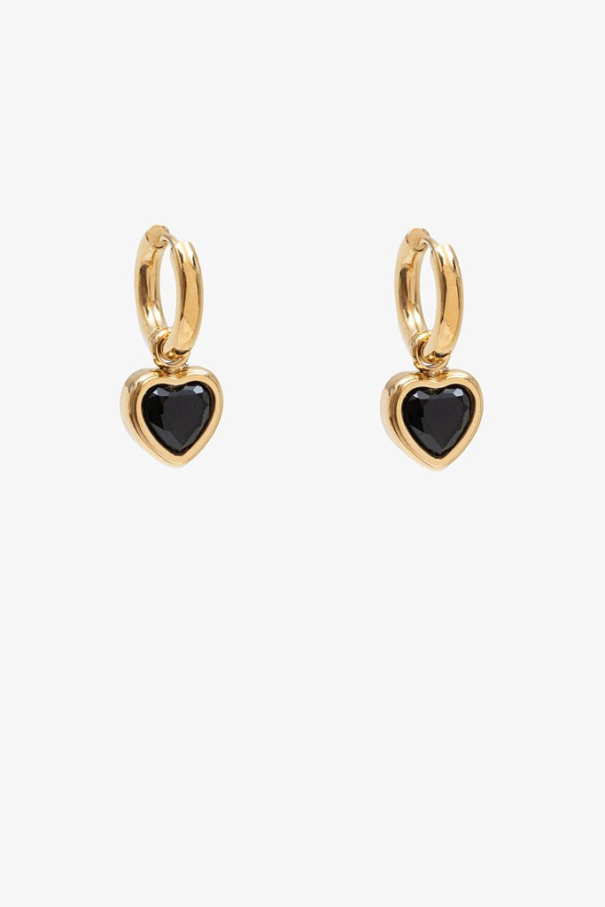 ANTLER HEART EARRING - BLACK