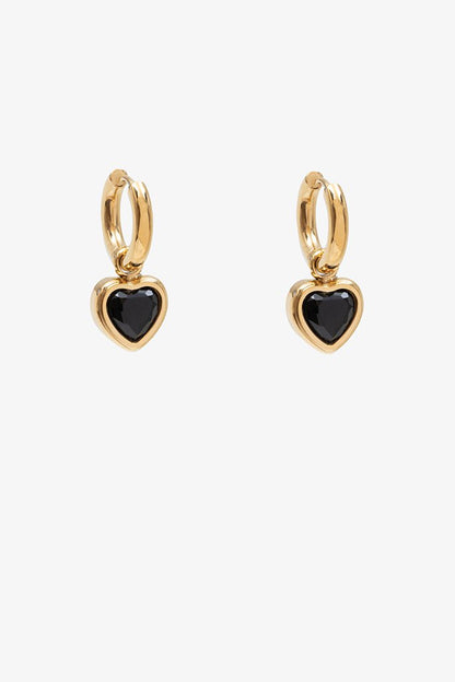 ANTLER HEART EARRING - BLACK