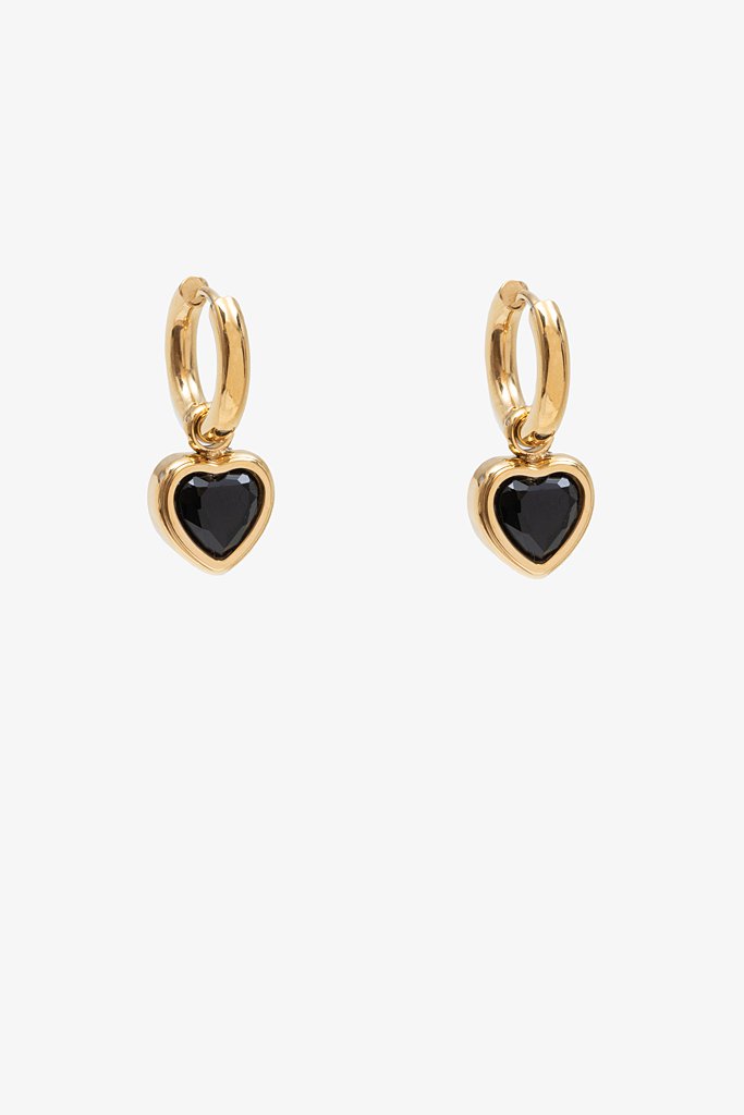 ANTLER HEART EARRING - BLACK