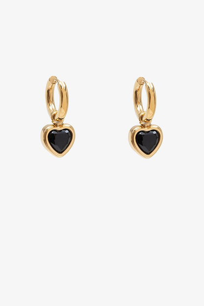 ANTLER HEART EARRING - BLACK