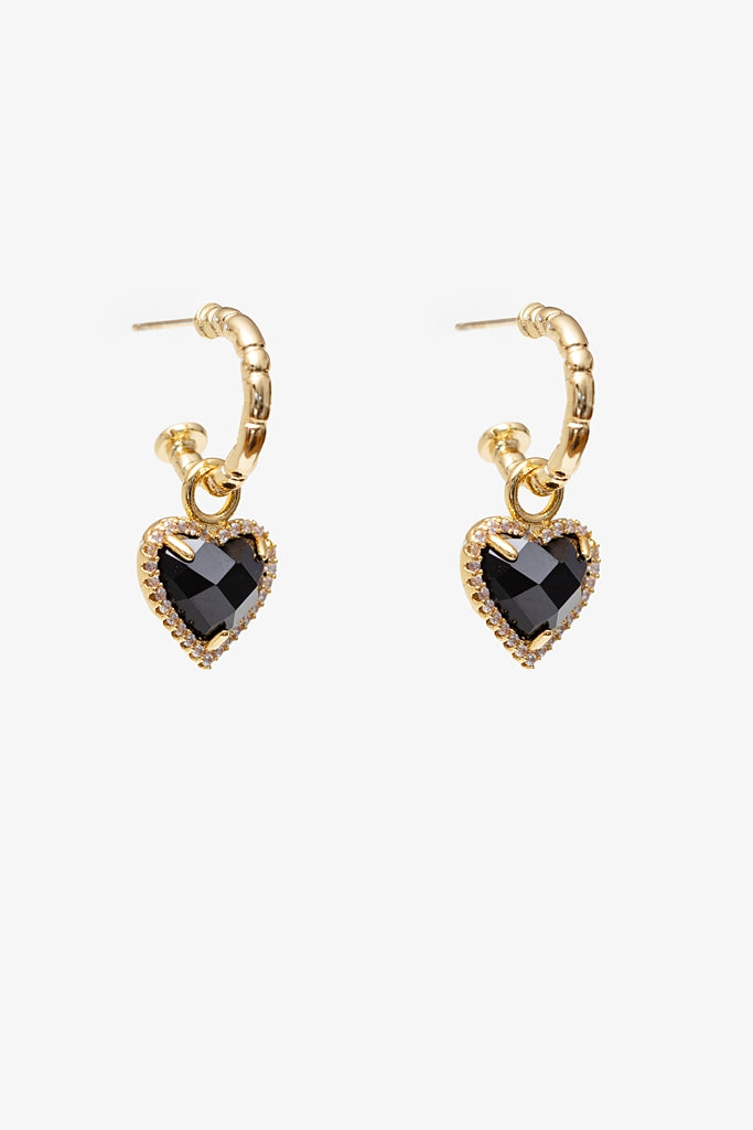 ANTLER TWILIGHT HEART EARRING - BLACK