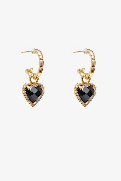 ANTLER TWILIGHT HEART EARRING - BLACK