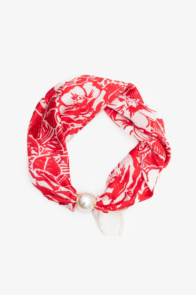 ANTLER PEARL NECK TIE - ROUGE