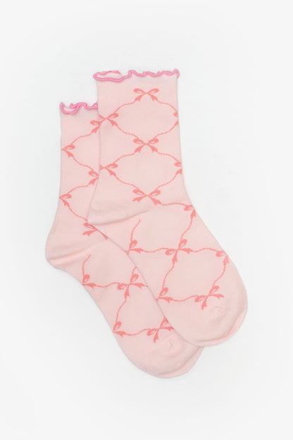 ANTLER BOW LATTICE SOCK - ROSE