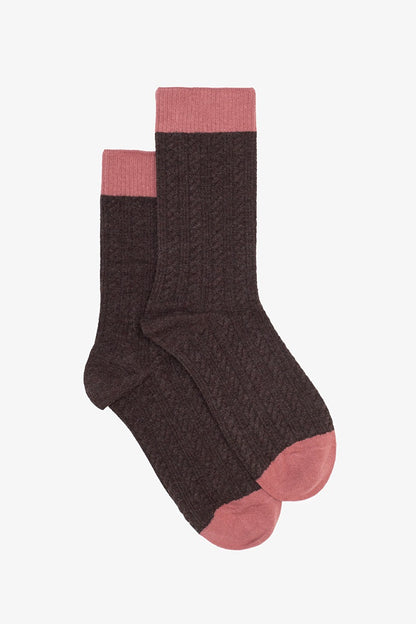 ANTLER CABLE SOCK - COCOA