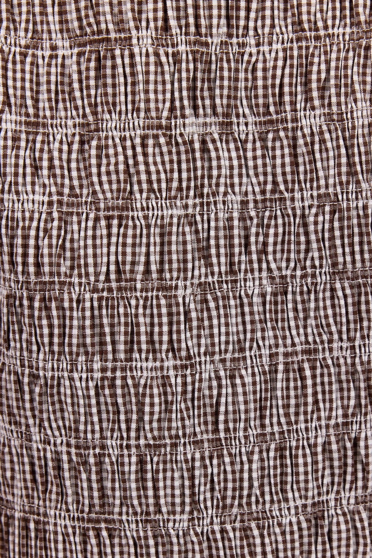 STORIES BE TOLD - ARTIFACT BUBBLE SLEEVE TOP - CHOCOLATE MINI GINGHAM