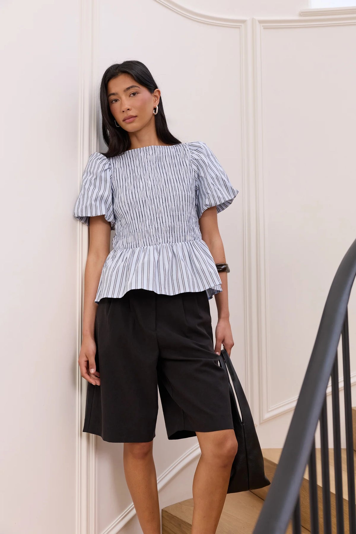 STORIES BE TOLD - ARTIFACT BUBBLE TOP - PALE BLUE STRIPE