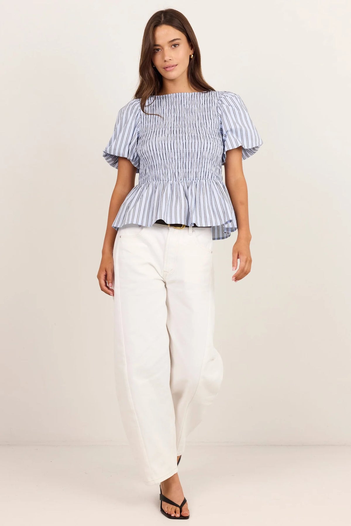 STORIES BE TOLD - ARTIFACT BUBBLE TOP - PALE BLUE STRIPE