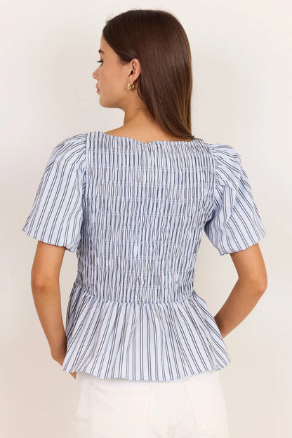STORIES BE TOLD - ARTIFACT BUBBLE TOP - PALE BLUE STRIPE