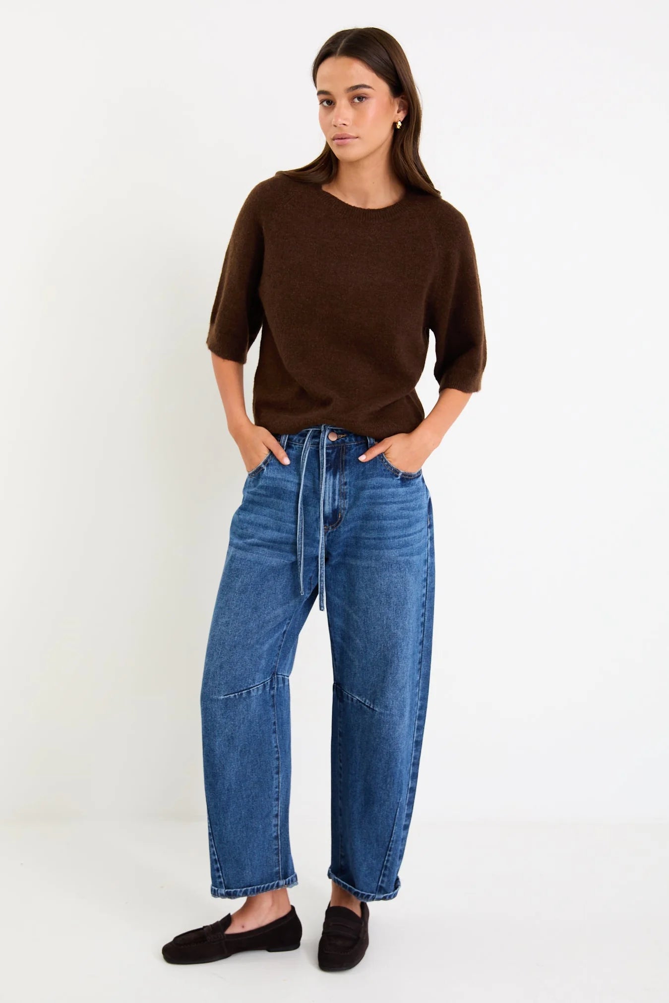 AMONG THE BRAVE - ASSEMBLE RAGLAN KNIT TEE -  CHOCOLATE